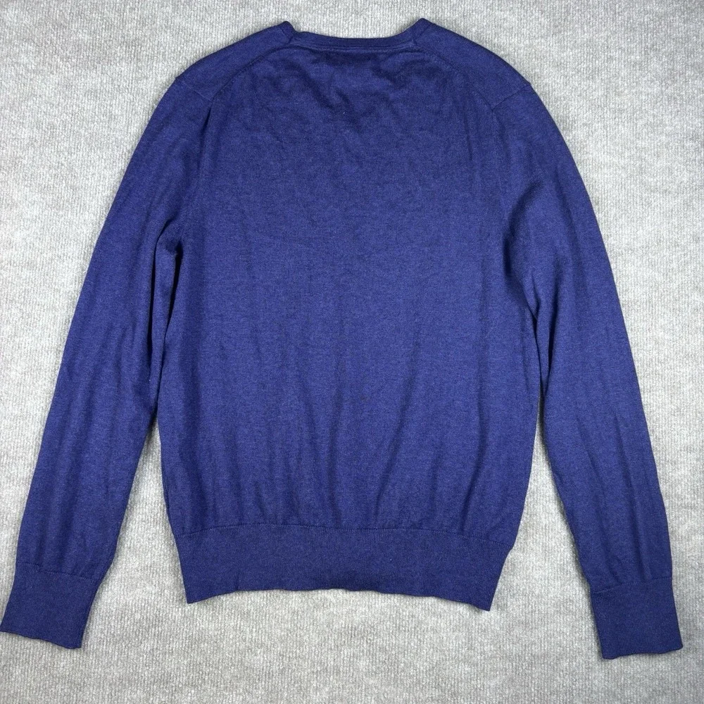 Banana Republic Luxury Blend Sweater Mens M Blue Silk Cashmere V Neck